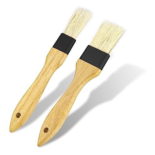 Pastry Basting Brushes, 2PCS Oil Brushes Boar Bristle Brushes BBQ Brushes for Sauce BBQ Basting Brush Kitchen Brush for Oil Egg Spread Marinade Sauce, Black (2 Specifications) - CookCave