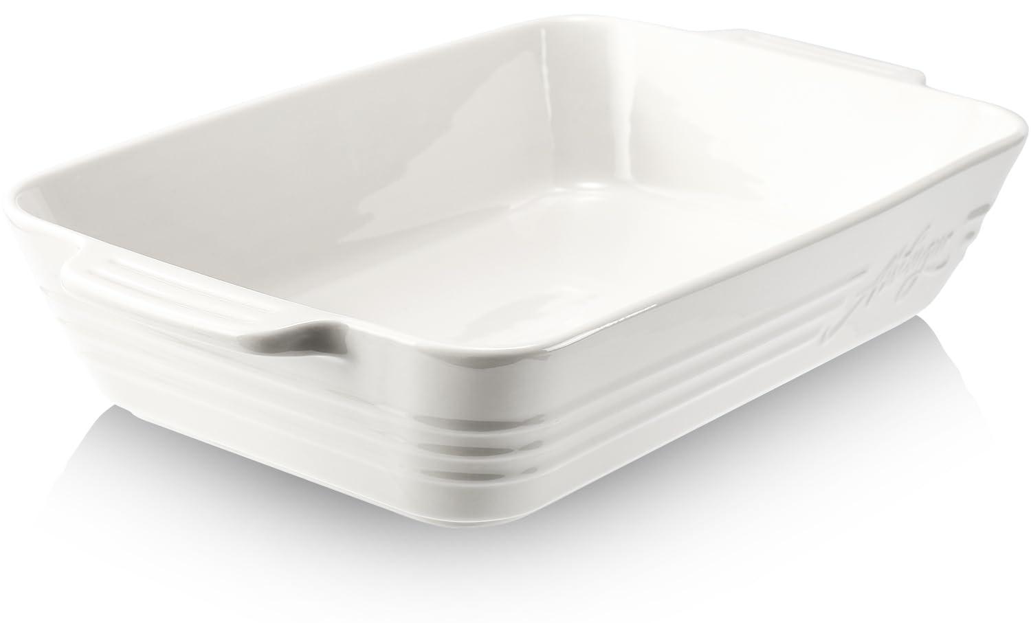 Casserole Dish Ceramic Baking Dish Casserole Dishes for Oven 9x13 Baking Dish with Handles Deep and Large Capacity Baking Dish for Casseroles Lasagnas Roasted Vegetables Great Kitchen Gifts, White - CookCave