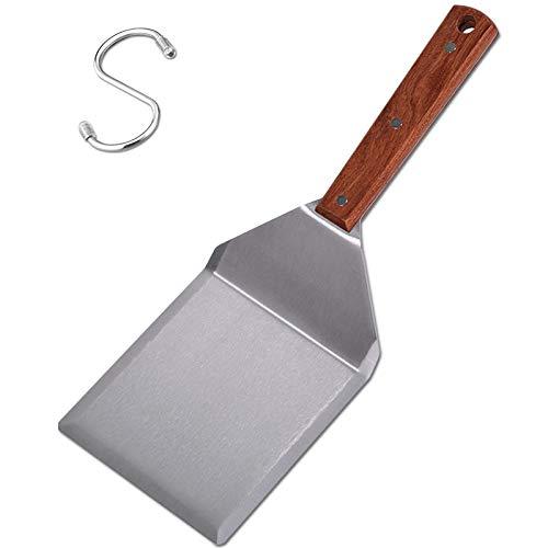 Pharamat Stainless Steel Griddle Hamburger Spatula with Strong Wooden Handle, 13.5 x 5 inches, Heavy Duty Spatula Turner with A Hook, Great for Pancake Flipper, Fish, Eggs, Burgers, Omelet and More - CookCave