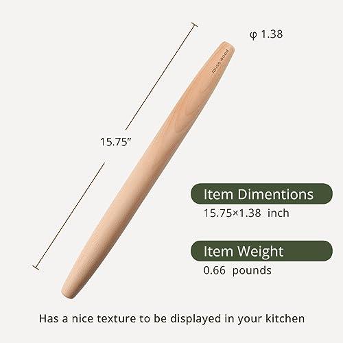 Muso Wood Wooden French Rolling Pin for Baking, Beech Wood Tapered Rolling Pin for Fondant Pie Crust Cookie Pastry(French 15.75-Inch) - CookCave