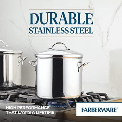 Farberware 50008 Classic Stainless Steel Stock Pot/Stockpot with Lid - 12 Quart, Silver - CookCave