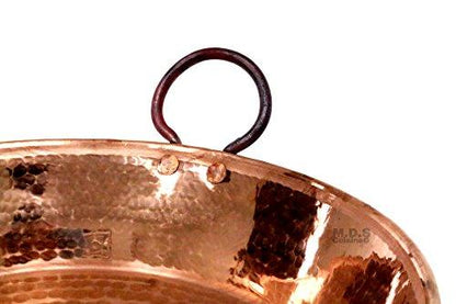 Paella Pan 17" Paellera de Cobre Spain España 100% Pure Hammered Hand-made Artisan Copper Classic Traditional Seafood Marisco Cazo - CookCave