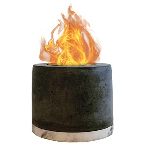 Roundfire Concrete Tabletop Fire Pit - Ethanol Fire Pit, Fire Bowl, Mini Personal Fireplace for Indoor & Garden - Bio Ethanol Fuel - CookCave