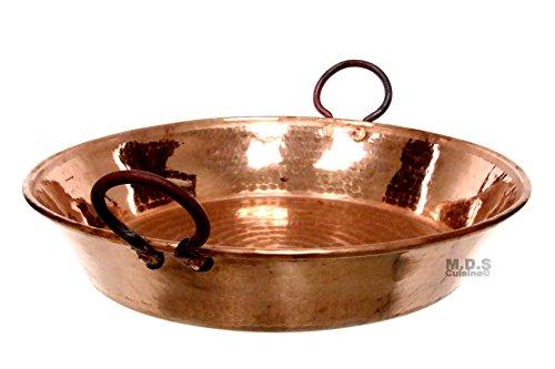 Paella Pan 17" Paellera de Cobre Spain España 100% Pure Hammered Hand-made Artisan Copper Classic Traditional Seafood Marisco Cazo - CookCave