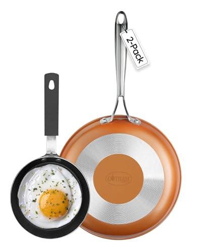 GOTHAM STEEL 2 Pc Non Stick Frying Pans Set, 5.5 Inch Egg Frying Pan Nonstick Frying Pan 9 Inch, Egg Pan, Non Stick Pan, Frying Pans Nonstick, Skillet Set, Oven Safe, Non Toxic, Dishwasher Safe - CookCave