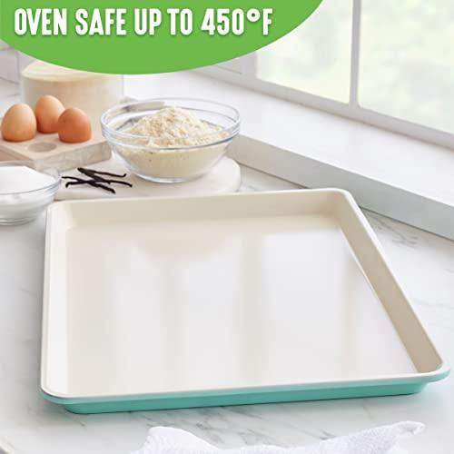 GreenLife Bakeware Healthy Ceramic Nonstick 18.5" x 13.5" Half Cookie Sheet Baking Pan, PFAS-Free, Turquoise - CookCave