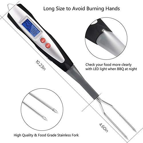 Meat Thermometer Digital Food Thermometer with Electronic Ready Alarm, Instant Read Thermometer Fork for BBQ Cooking Grilling Kitchen Gadgets Steak Pork - CookCave