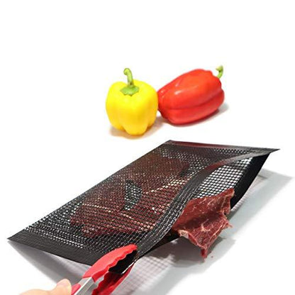 Bluedrop Non Stick Mesh Bag For Grill PTFE Toaster Oven Bags Barbecue Pockets Sheets Pack of 2 - CookCave