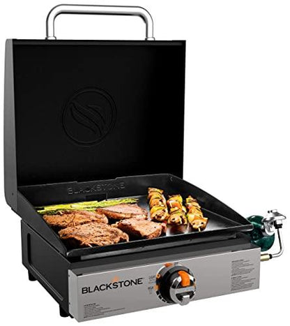 Blackstone 1814 Stainless Steel Propane Gas Portable, Flat Top Griddle Frill Station for Kitchen, Camping, Outdoor, Tailgating, Tabletop, Countertop – Heavy Duty & 12, 000 BTUs, 17 Inch, Black - CookCave