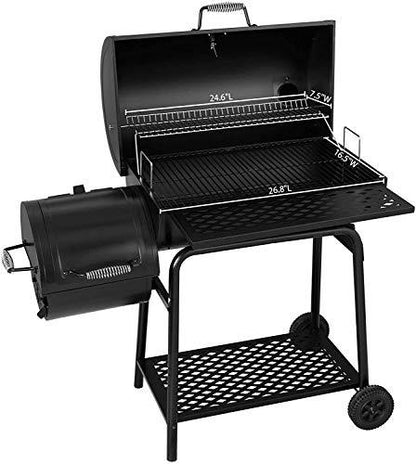 VejiA Barbecue Grill Charcoal Grill with Offset Smoker,BBQ Outdoor Picnic, Camping, Patio Backyard Cooking, Black - CookCave