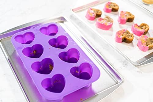 Bakerpan Silicone Heart Mold for Baking, Mini Cake Heart Pan, Valentine's Day Silicone Mold, Heart Muffin Baking Tray, 2 1/4 Inch Hearts, Heart Silicone Mold - 8 Cavities - CookCave