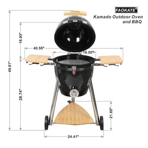 Faokate Heavy Iron Kamado Grill Outdoor Charcoal Grill Portable Barbecue Smoker 18/22-Inch BBQ (18" Wide) - CookCave