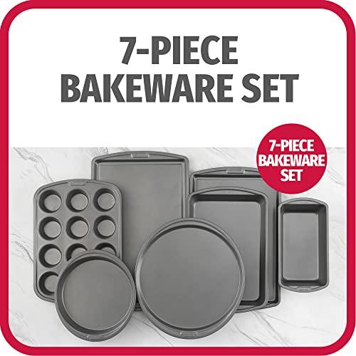 GoodCook 7-Piece Assorted Non-Stick Steel Bakeware Set, Gray - CookCave