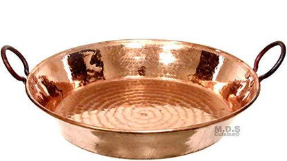 Ematik Paella Pan 13” Cazuela De Cobre 100% Pure Hammered Handmade Copper Classic Traditional Spain Cazo Cazuela Para Seafood - CookCave