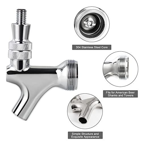 Hilangsan Draft Beer Faucet Beer Line Shank Kit Kegerator Parts Beer Tower Dispenser Replacement Set Self-Closing Beer Tap Wrench I.D.3/16” Beer Tubing 1/4”Keg Coupler Barb Cleaning Brush Tap Cover - CookCave