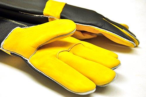 14.5" Long Premium Leather Gloves, BBQ gloves, Grill and Fireplace Gloves, Cotton lining with Kevlar stitch, Heat Resistant Gloves, animal handling gloves, bite-proof gloves - CookCave