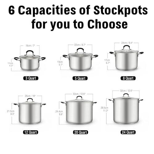 Cook N Home Stockpot Large pot Sauce Pot Induction Pot With Lid Professional Stainless Steel 20 Quart, with Stay-Cool Handles, silver - CookCave