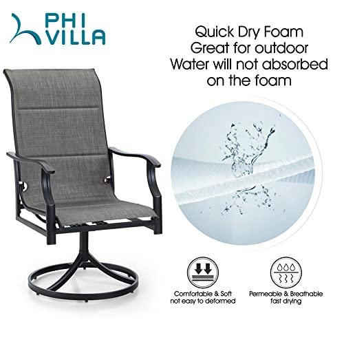 PHI VILLA Patio Dining Set for 6 Clearance, Outdoor Dining Table with Umbrella Hole and 6 Patio Dining Chairs Waterproof & Rustproof Suitable for All Weather - CookCave