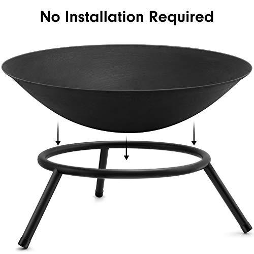 AMAGABELI GARDEN & HOME Fire Pit Outdoor Wood Burning Fire Bowl 22.6in with A Drain Hole Fireplace Extra Deep Large Round Outside Backyard Deck Camping Heavy Duty Metal Grate Rustproof - CookCave