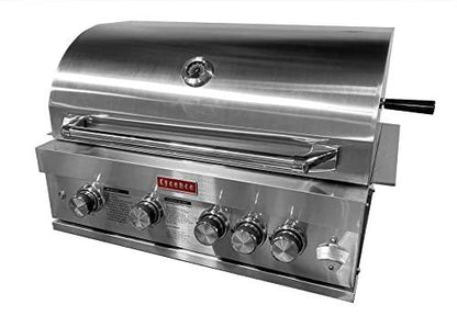 Cycence CY-GR0434CV-R 32 Inch 4 Burner Professional Built-In Gas Grill, LPG or Natural Gas, Professional Stainless Steel with Free Rotisseries Kit - CookCave