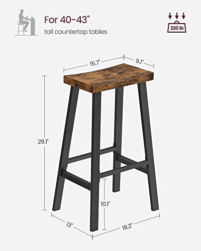 VASAGLE Bar Stools Set of 2, Counter Height Stools, Bar Chairs with Footrest, 29.1 Inches Tall Kitchen Breakfast Stools, Industrial, Living Room Party Room, Rustic Brown ULBC094B01 - CookCave