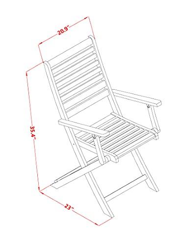 East West Furniture BBSCANA Beasley Folding Patio Dining Chairs with Arm Rest-Acacia Wood, Set of 2, Natural Oil - CookCave