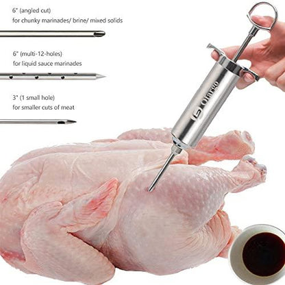 Ofargo Meat Injector, Meat Injectors for Smoking BBQ with 3 Marinade Injector Needles; Injector Marinades for Meats, Turkey, Beef; 2-Oz, User Manual Included - CookCave