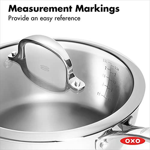 OXO Good Grips Tri-Ply Stainless Steel Pro 3.5QT Covered Saucepan - CookCave