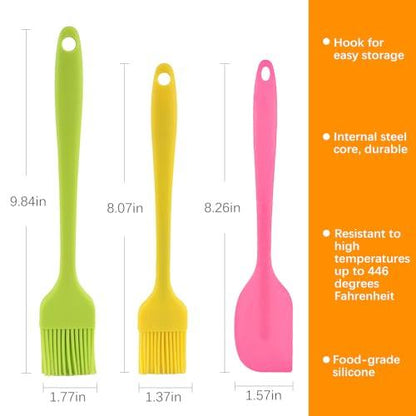 5PCS Silicone Basting Brush & Silicone Spatula, Silicone Brush Cooking For Grilling Barbecue Sauces Spreading Pastry Cakes Oiling Kitchen Cooking （Food Grade Silicone, Multi-color） - CookCave