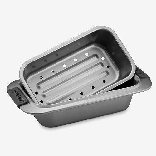 Anolon Advanced Nonstick Bakeware Meatloaf/Loaf Pan Set with Grips and Insert, 2 Piece, Gray - CookCave