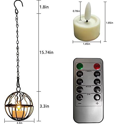 Remote Control Candles Lights Outdoor Hanging Vintage Lanterns, Candle Holder with Tea Lights for Home Garden Backyard Pergola Patio Umbrella Tree Window Decor-Set of 4 - CookCave