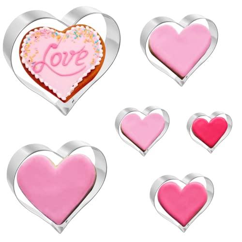 JOB JOL Cookie Cutters 6 PCS, Heart Cookie Cutters, 2'' to 4'', for Valentine's Day - CookCave