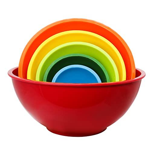 ATRDTO Classic Mixing Bowl Set, BPA Free Plastic, Microwave and Dishwasher Safe,Ideal for Baking, Prepping, Cooking and Serving Food (Set of 6) - CookCave