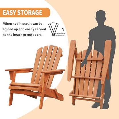 Wood Adirondack Chair Outdoor Chairs Patio Chairs Lawn Chair Wooden Patio Folding Chair for Outside Porch Chair Fire Pit Chairs for Garden Backyard Pool Balcony Lounge Wood Outdoor Patio Furniture - CookCave