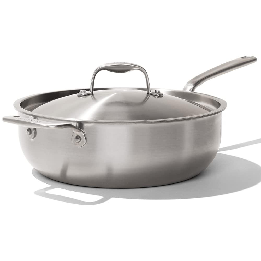 Made In Cookware - 5 Quart Stainless Steel Saucier Pan - 5 Ply Stainless Clad - Professional Cookware - Made in Italy - Induction Compatible - CookCave