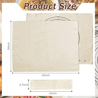 6 Pcs Pastry Cloth and Rolling Pin Cover Set Includes 2 Pcs 25 x 20 Inch Large Cotton Pastry Mat 4 Pcs 14 x 2.5 Inch Rolling Pin Cover Sleeves for Dough Bread Pie Baking Kitchen Supplies - CookCave