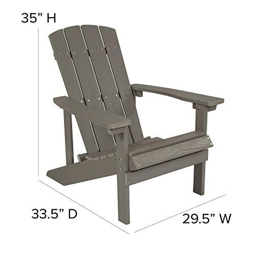 Flash Furniture Charlestown Indoor/Outdoor Faux Wood Adirondack Chair, Weather-Resistant Polyresin Patio Adirondack Chair with 350-lb. Static Weight Capacity, Gray - CookCave