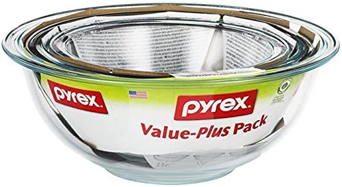 Pyrex Glass Mixing Bowl Set (3-Piece Set, Nesting, Microwave and Dishwasher Safe) - CookCave