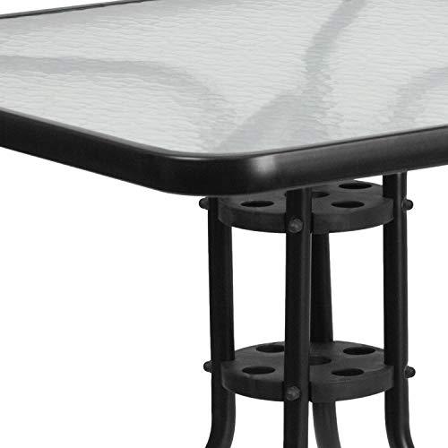 Flash Furniture Barker 31.5'' Square Tempered Glass Metal Table - CookCave