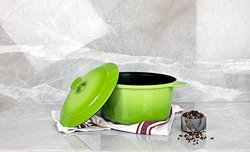 Granitestone Dutch Oven, 5 Quart Ultra Nonstick Enameled Lightweight Aluminum Dutch Oven Pot with Lid, Round 5 Qt. Stock Pot, Dishwasher & Oven Safe, Induction Capable, Healthy 100% PFOA Free, Green - CookCave