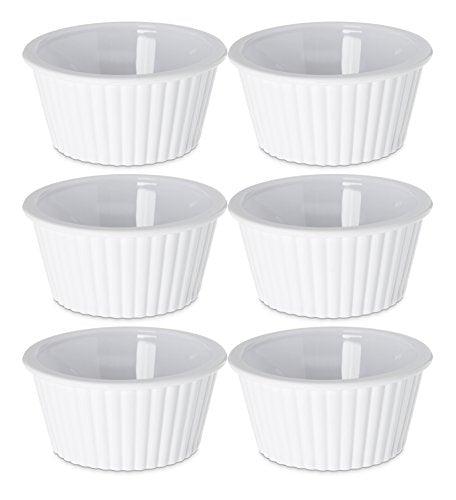 Set of 6 Plastic White Fluted Round Stackable 4 oz Ramekins - Perfect for Any Kitchen for Prepping Food or Serving Dishes! - Black Duck Brand! - CookCave