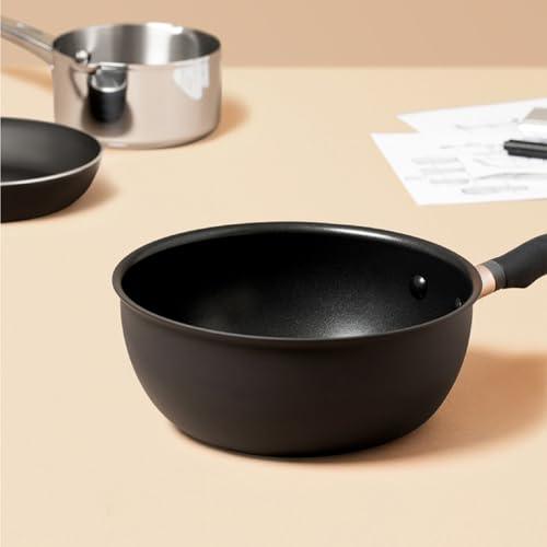 Meyer Accent Series Hard Anodized Nonstick Sauce Pan/Saucepan/Saucier, 3 Quart, Matte Black - CookCave