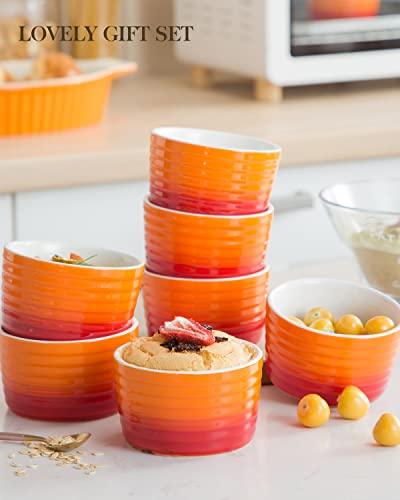 MALACASA Ramekins 10 oz Set of 6, Porcelain Creme Brulee Ramekins Oven Safe, Ceramic Souffle Dish Ramekin Cups, Individual Baking Dish for Pudding Dipping Sauce Cooking, Orange, Series RAMEKIN.DISH - CookCave