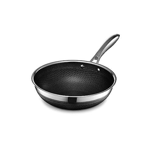 HexClad Hybrid Nonstick Wok, 10-Inch, Stay-Cool Handle, Dishwasher Safe, Induction Ready, Compatible with All Cooktops - CookCave