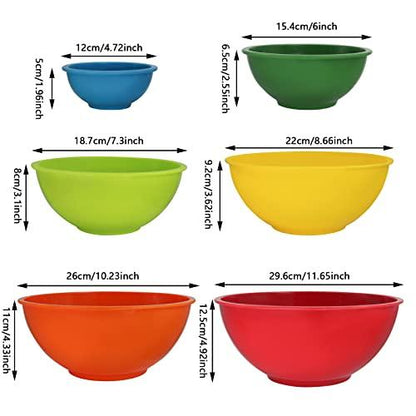 ATRDTO Classic Mixing Bowl Set, BPA Free Plastic, Microwave and Dishwasher Safe,Ideal for Baking, Prepping, Cooking and Serving Food (Set of 6) - CookCave