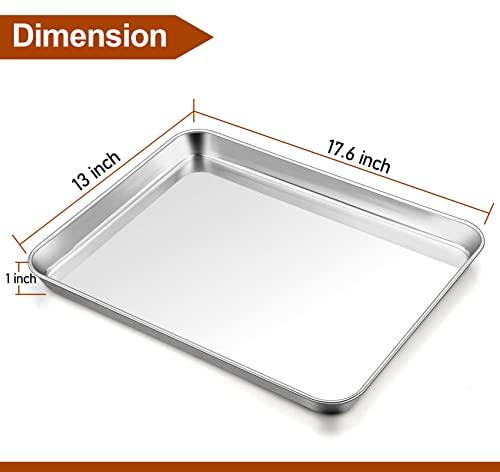 TeamFar Baking Sheet, 17.6’’ x 13’’ x 1’’ Stainless Steel Large Cookie Sheet Half Baking Pans, Non-toxic & Healthy, Easy Clean & Dishwasher Safe, Heavy Duty & Durable - Set of 2 - CookCave