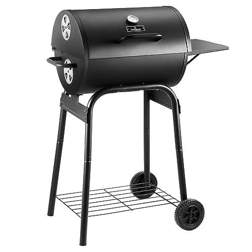 Charcoal Grills Outdoor BBQ Grill, Barrel Charcoal Grill with Side Table, with Nearly 500 Sq.In. Cooking Grid Area, Outdoor Backyard Camping Picnics, Patio and Parties, Black by DNKMOR - CookCave