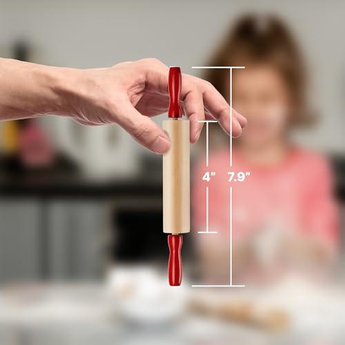 7.5 Inch Kids Wooden Rolling Pins - (Pack of 6) Mini Rolling Pin Set for Crafts, Baking, Cooking, Dough, Art - Wood Rolling Pin with Handles for Kitchen or Children's Imaginative Play - CookCave