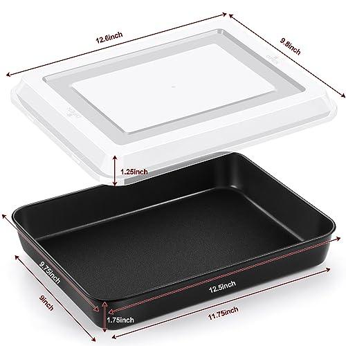 TeamFar Lasagna Pan with Lid, 12.5’’ Coated Rectangular Brownie Cake Pan with Stainless Steel Core & Non Stick Coating, for Baking Roasting, Toxic Free & Oven Safe, Easy Release & Clean (1 Pan+1 Lid) - CookCave