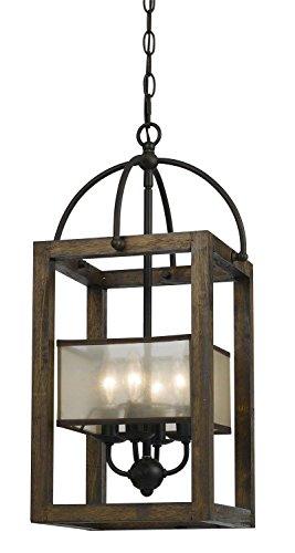Cal Lighting FX-3536/4 Mission Wood/Metal Four Light Transitional Style Chandelier, Dark Bronze - CookCave